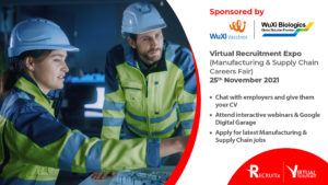 As part of Recruit.ie’s ongoing mission to provide online recruitment opportunities to jobseekers, Virtual Recruitment Ireland is hosting a live, online, Manufacturing & Supply Chain Careers Expo on Thursday, 25th November 2021 from 10am to 4pm. 