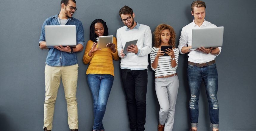 Recruitment,,Laptop,And,Row,With,People,For,Hiring,,Wait,And