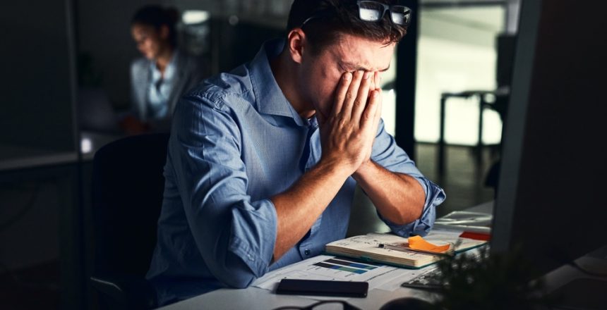 Man,,Stress,And,Business,Or,Night,Office,,Working,Late,And