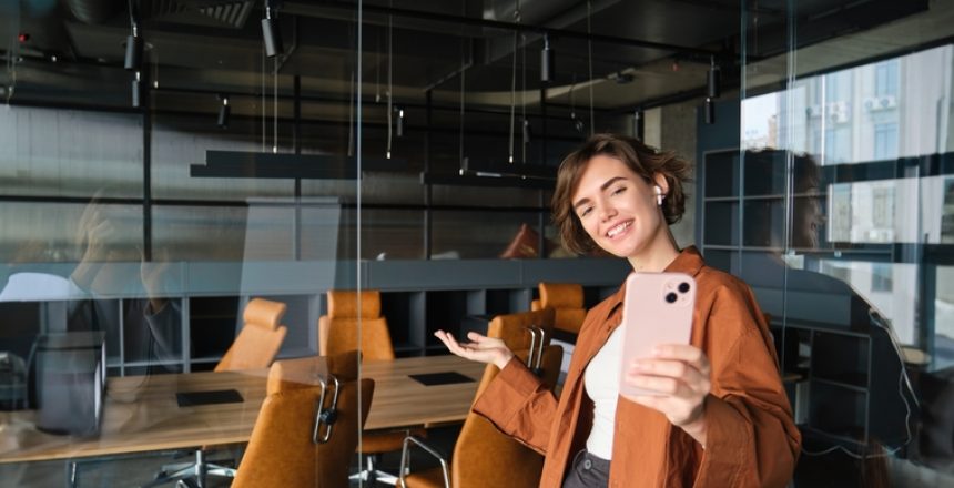 Portrait,Of,Young,Social,Media,Creator,,Woman,In,Office,Making