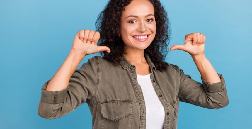 Portrait,Of,Attractive,Cheerful,Cool,Successful,Girl,Demonstrating,Herself,Isolated