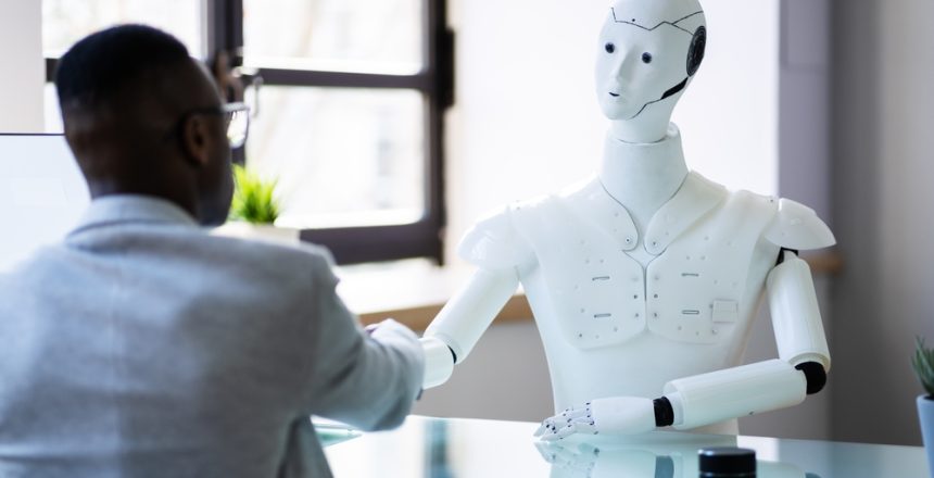 Artificial,Intelligence,Robot,Recruiting,African,Job,Candidate