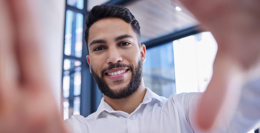 Business,Man,,Hands,And,Selfie,With,A,Smile,For,Pride,